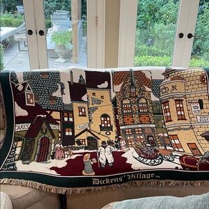 Dept 56 Dickens’ Village Blanket Throw Vintage 100% Cotton